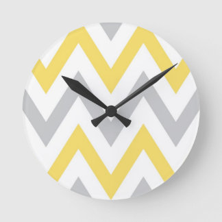 Grijs en Geel Chevron Ronde Klok