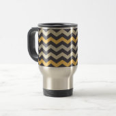 Grijs en Geel Chevron Stripe Zig Zag Kitchen Set Reisbeker (Voorkant links)
