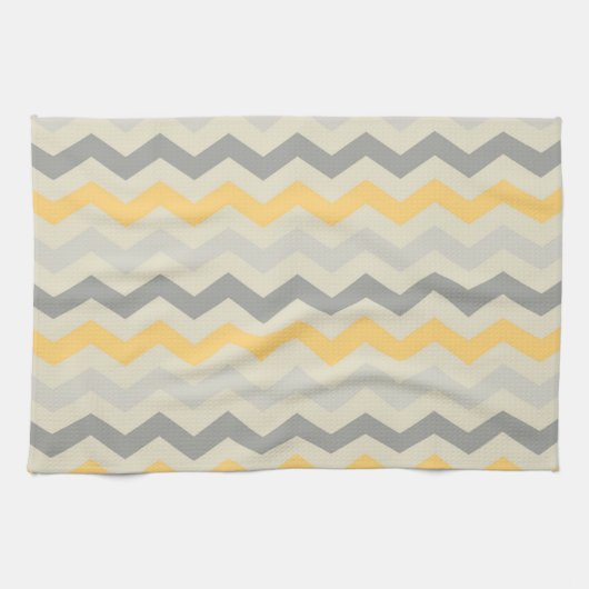 Grijs en Geel Chevron Stripe Zig Zag Kitchen Set Theedoek (Horizontaal)