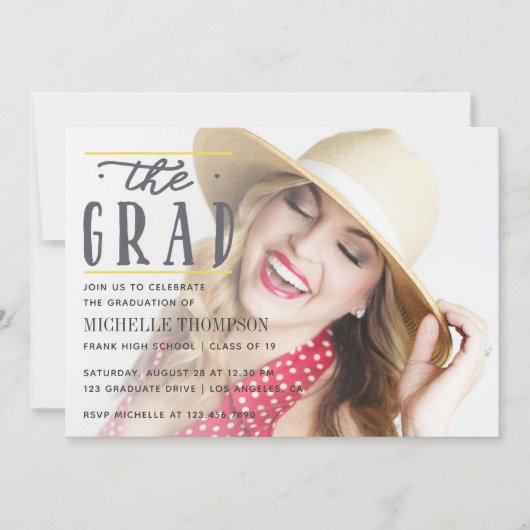 Grijs en Geel Chevron Uitnodiging (Voorkant)