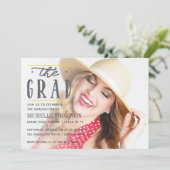 Grijs en Geel Chevron Uitnodiging (Staand voorkant)