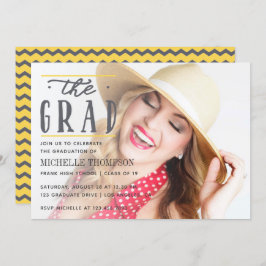 Grijs en Geel Chevron Uitnodiging