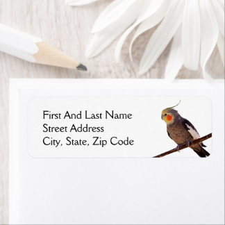 Grijs en Geel Cockatiel Pet Bird Kleur Foto Etiket
