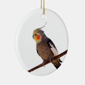 Grijs en Geel Cockatiel Pet Bird Kleur Foto Keramisch Ornament (Rechts)
