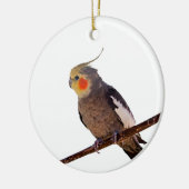 Grijs en Geel Cockatiel Pet Bird Kleur Foto Keramisch Ornament (Links)