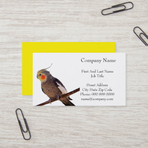 Grijs en Geel Cockatiel Pet Bird Kleur Foto Visitekaartje