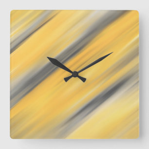Grijs en Geel Diagonaal Abstract Vierkante Klok