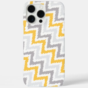 Grijs en Geel diagonaal Zigzag Ikat Patroon iPhone 16 Pro Max Hoesje