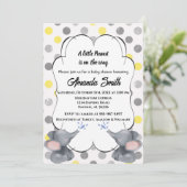 Grijs en Geel Elephant Polka Dot Baby shower IV Kaart (Staand voorkant)
