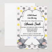 Grijs en Geel Elephant Polka Dot Baby shower IV Kaart (Voorkant / Achterkant)