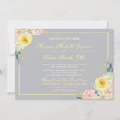 Grijs en Geel Floral Weddenschap Kaart (Voorkant)