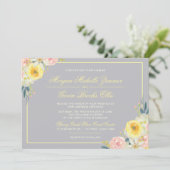Grijs en Geel Floral Weddenschap Kaart (Staand voorkant)