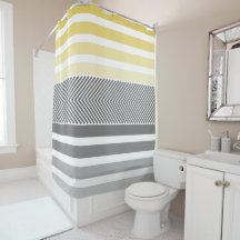 Grijs en Geel Herringbone Shower Curtain