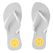 Grijs en Geel Kleine Stippen Monogram Teenslippers (Voetbed)