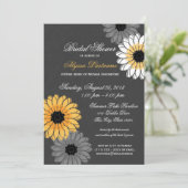 Grijs en geel leisteen en bloemen Vrijgezellenfees Kaart (Staand voorkant)