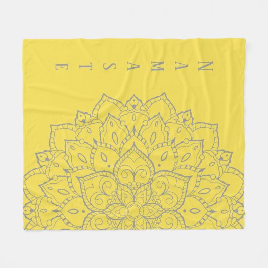 Grijs en Geel Mandala Fleece Blanket Deken (Voorkant (Horizontaal))