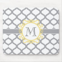 Grijs en geel Marokkaans patroon met monogram