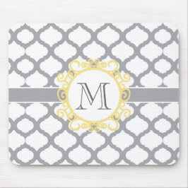 Grijs en geel Marokkaans patroon met monogram Muismat