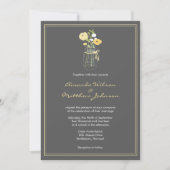 Grijs en Geel Mason Jar Wedding Invitations Kaart (Voorkant)