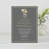 Grijs en Geel Mason Jar Wedding Invitations Kaart (Staand voorkant)