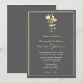 Grijs en Geel Mason Jar Wedding Invitations Kaart (Voorkant / Achterkant)