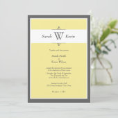 Grijs en Geel Monogram Weddenschappen Kaart (Staand voorkant)