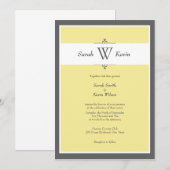 Grijs en Geel Monogram Weddenschappen Kaart (Voorkant / Achterkant)