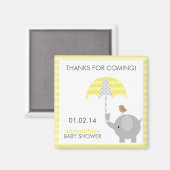 Grijs en Geel Olifant Baby shower Gunsten Magneet (Voorkant / Achterkant)