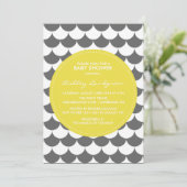 Grijs en Geel Patroon Baby shower Uitnodiging (Staand voorkant)
