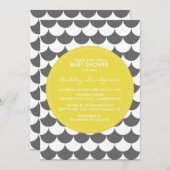 Grijs en Geel Patroon Baby shower Uitnodiging (Voorkant / Achterkant)