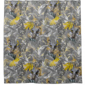 Grijs en geel plant blad 2021 kleuren douchegordijn (Voorkant)