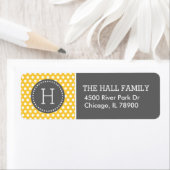 Grijs en Geel Polka Dots Monogram Etiket (Insitu)