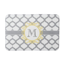 Grijs en Geel Quatrefoil Monogram