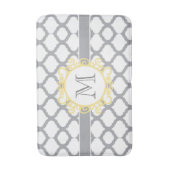 Grijs en Geel Quatrefoil Monogram Badmat (Voorkant Verticaal)