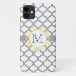 Grijs en Geel Quatrefoil Monogram Case-Mate iPhone Case