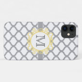 Grijs en Geel Quatrefoil Monogram Case-Mate iPhone Case (Achterkant (horizontaal))