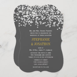 Grijs en Geel-Romantische Starry Evening Wedding Kaart