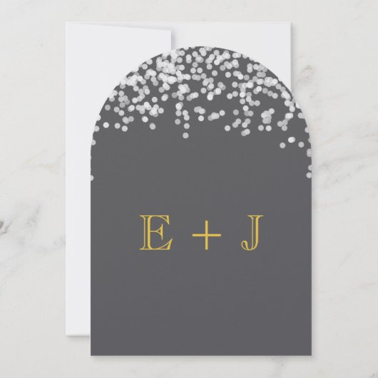 Grijs en Geel Shooting Stars Wedding Invitations Kaart (Achterkant)