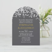 Grijs en Geel Shooting Stars Wedding Invitations Kaart (Staand voorkant)