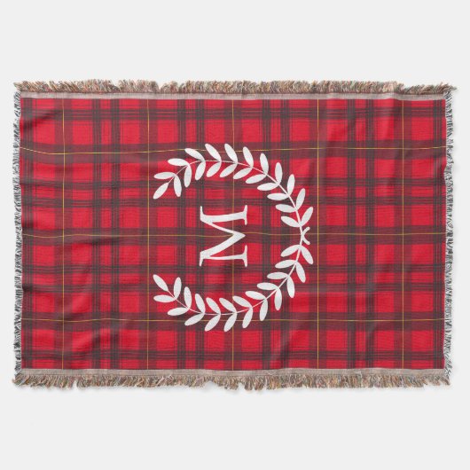 Grijs en Geel Tartan White Laurel Throw Blanket Deken (Voorkant)