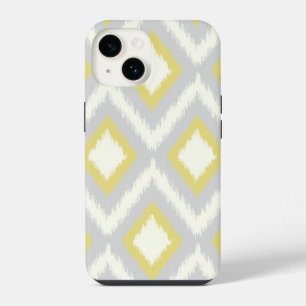 Grijs en Geel Tribal Ikat Chevron iPhone 14 Hoesje