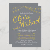 Grijs en Geel Uitnodiging tot bruiloft met hooglic (Voorkant / Achterkant)