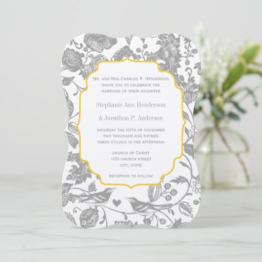 Grijs en Geel Vlees Vogelgevecht Kaart (Staand voorkant)