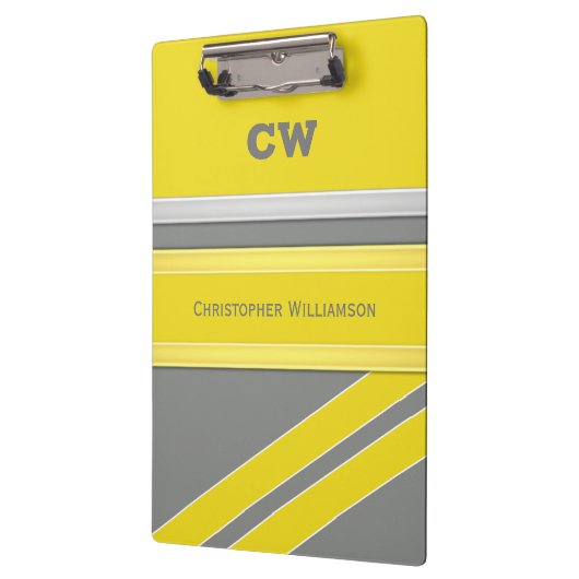 Grijs en geel voeg naam initialen kantoor toe klembord (Links)