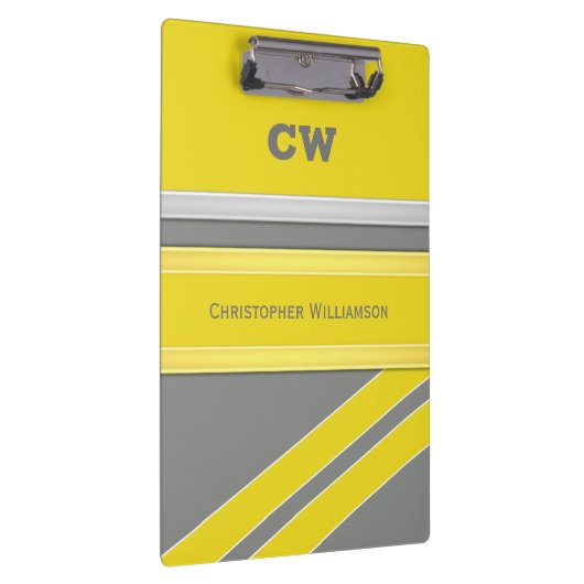 Grijs en geel voeg naam initialen kantoor toe klembord (Rechts)