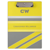 Grijs en geel voeg naam initialen kantoor toe klembord (Voorkant)