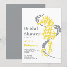 Grijs en geel vrijgezellenfeest van het zeestrand kaart