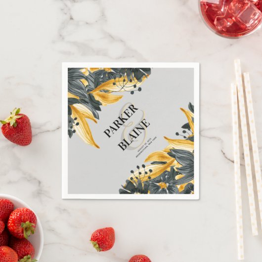 Grijs en Geel Waterverf Moderne bruiloft Servet (Insitu)