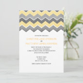 Grijs en Geel Zig Zag Wedding Invitaties Kaart (Staand voorkant)
