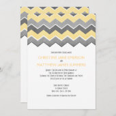 Grijs en Geel Zig Zag Wedding Invitaties Kaart (Voorkant / Achterkant)